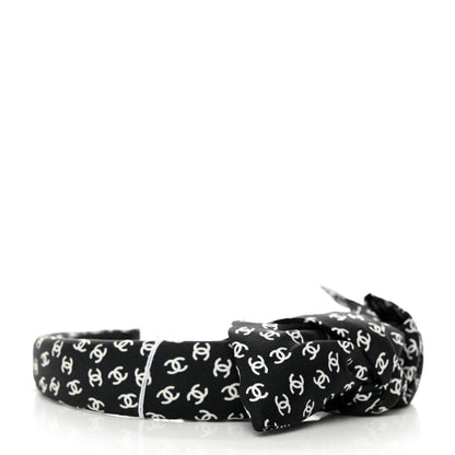 Chanel Silk Bow CC Headband Black Ecru 4 of 6