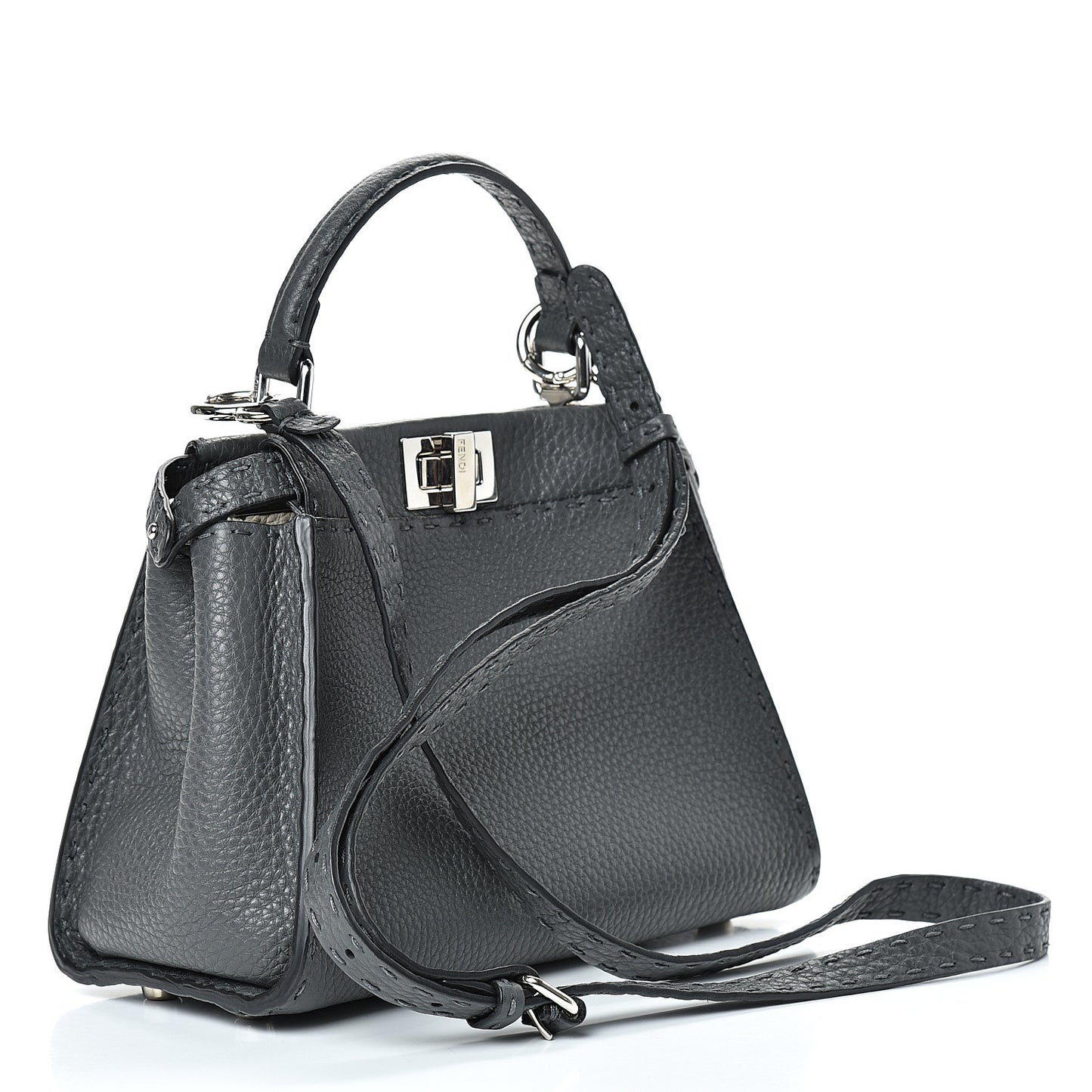 Cuoio Romano Selleria Bi-Color Mini Peekaboo Iconic Satchel Asfalto Latte