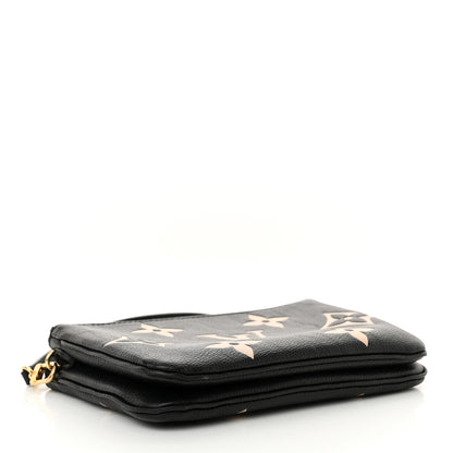 Louis Vuitton Empreinte Monogram Giant Double Zip Pochette Black Cream 4 of 11