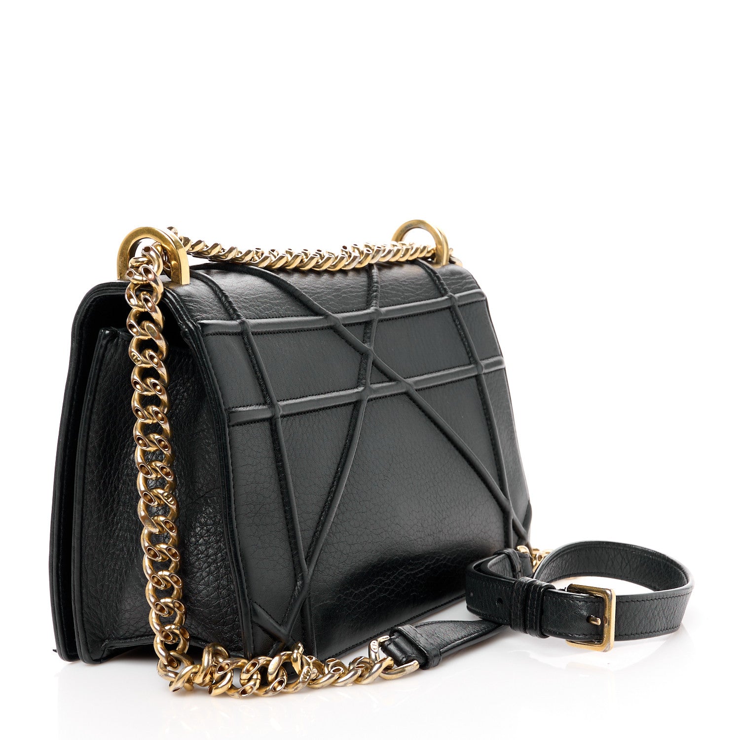 Christian Dior Grained Calfskin Medium Diorama Flap Bag Black 3 of 11