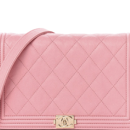 Chanel Caviar Quilted Boy Wallet On Chain WOC Pink 12 of 13