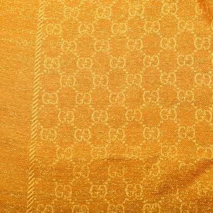 Gucci Silk Wool Polyamide GG Monogram New Ataria Lurex Square Shawl Gold 2 of 3