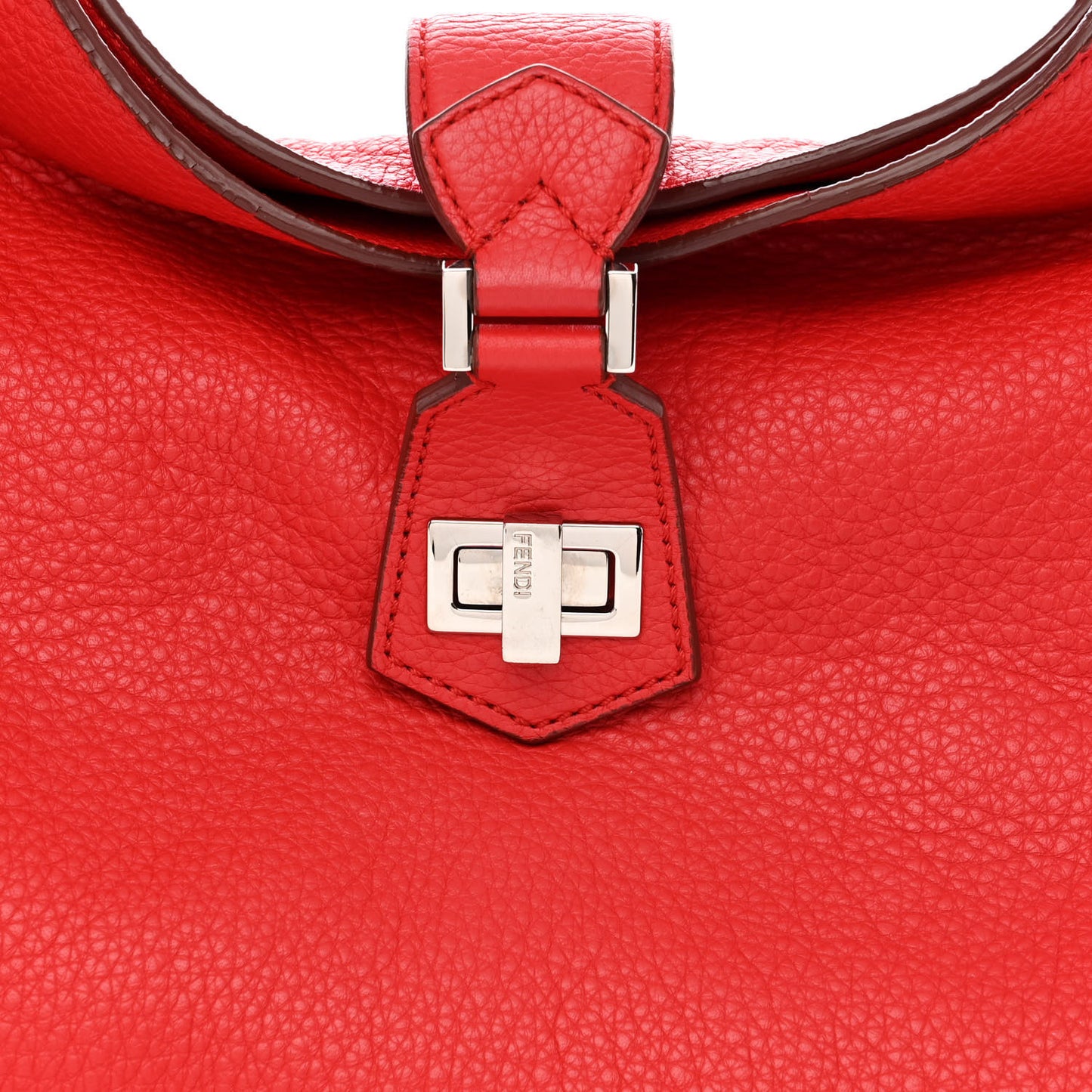 Vitello Small Clasp Top Hobo Bag Red