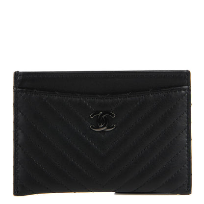Chanel Lambskin Chevron Card Holder Black 1 of 8