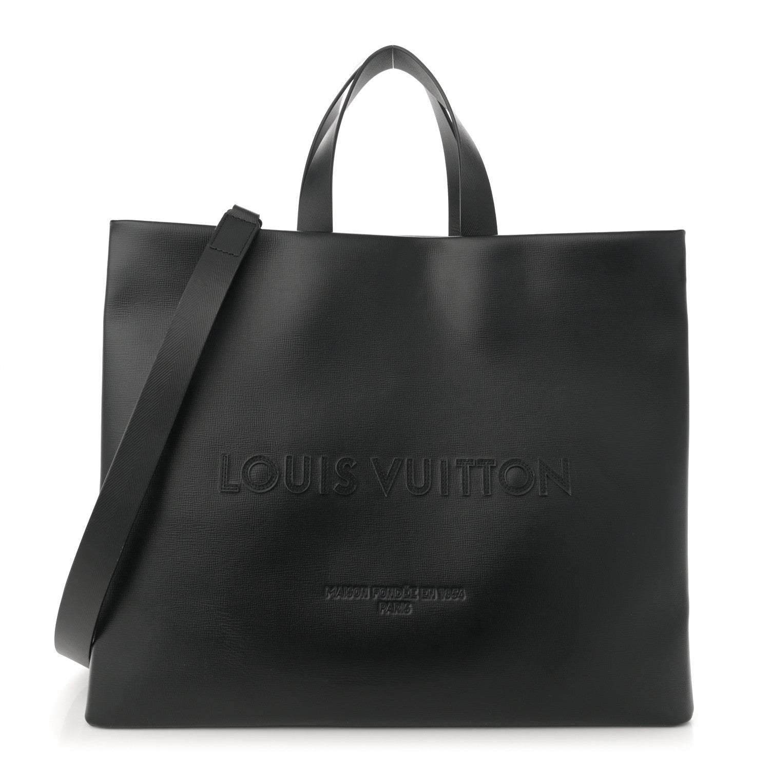 Louis Vuitton Cowhide Shopper Bag MM Black 1 of 9