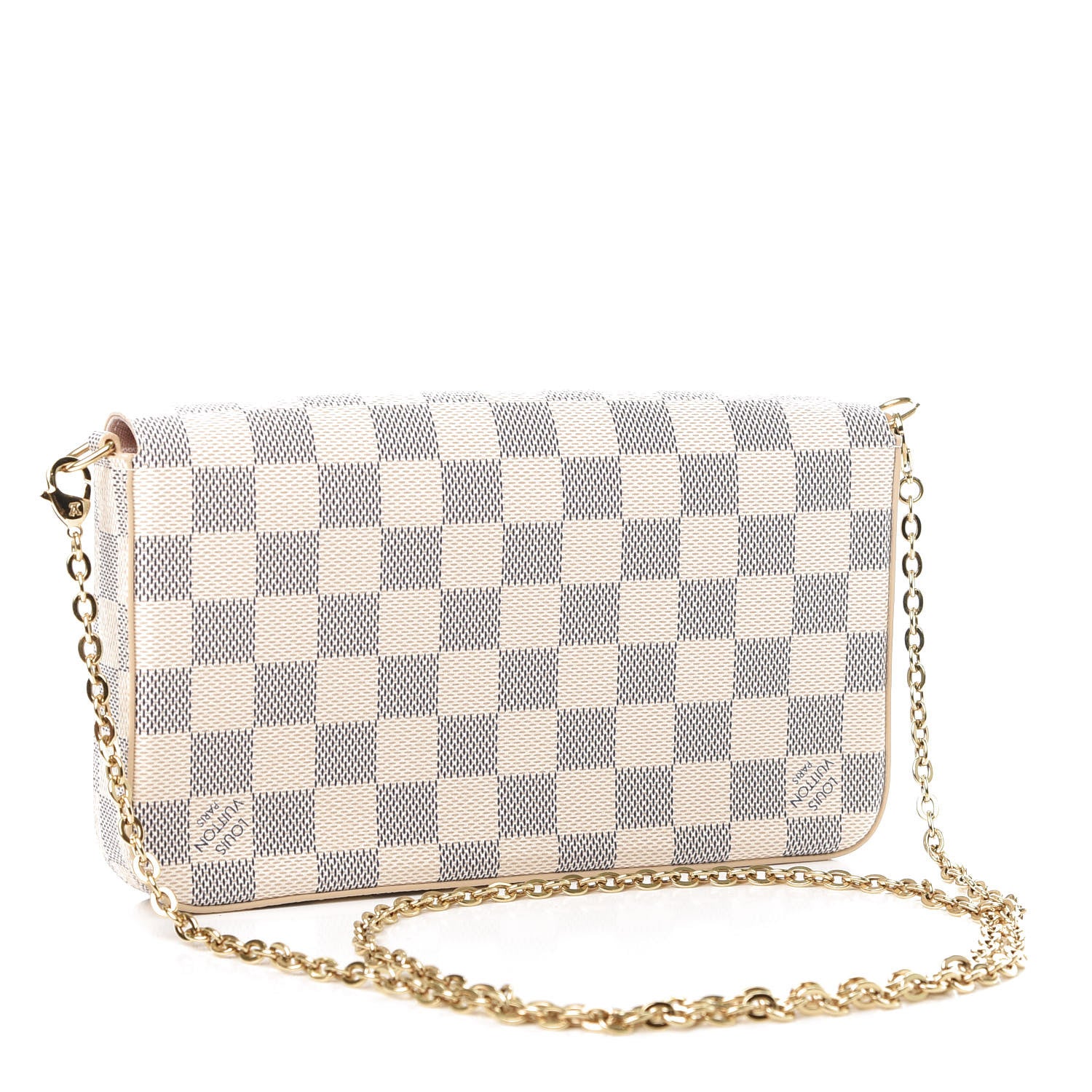 Louis Vuitton Damier Azur Pochette Felicie Chain Wallet Rose Ballerine 3 of 10