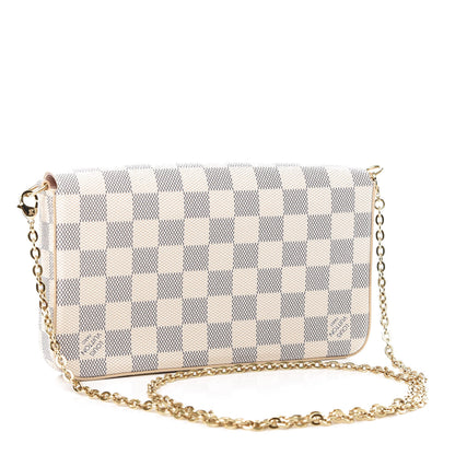 Louis Vuitton Damier Azur Pochette Felicie Chain Wallet Rose Ballerine 3 of 10