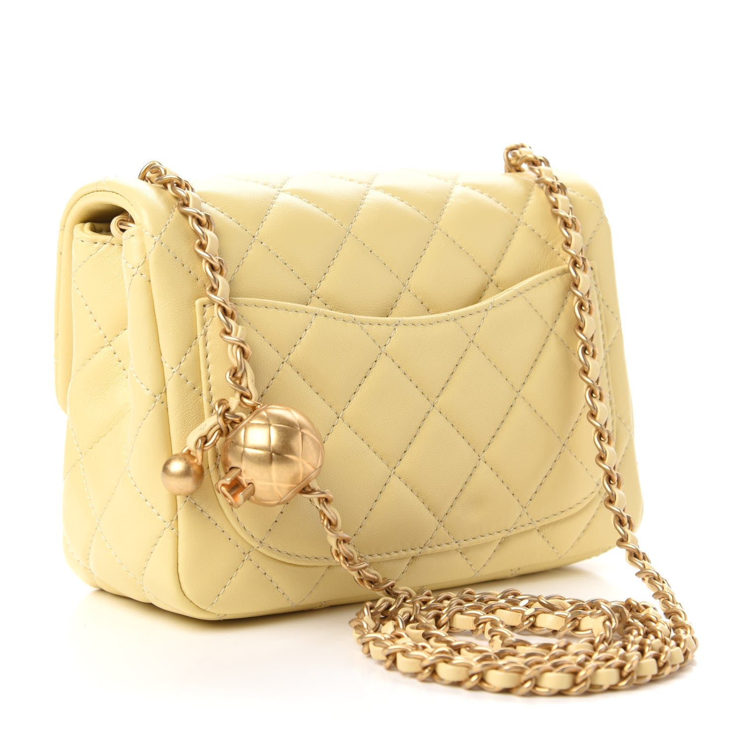 Chanel Lambskin Quilted Mini Pearl Crush Flap Yellow 3 of 10