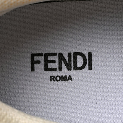 Fendi Fabric Jacquard Vitello Technical Fabric FF Womens Fendi Force Low Top Sneakers 39.5 Tobacco Black Ultrawhite White 6 of 9