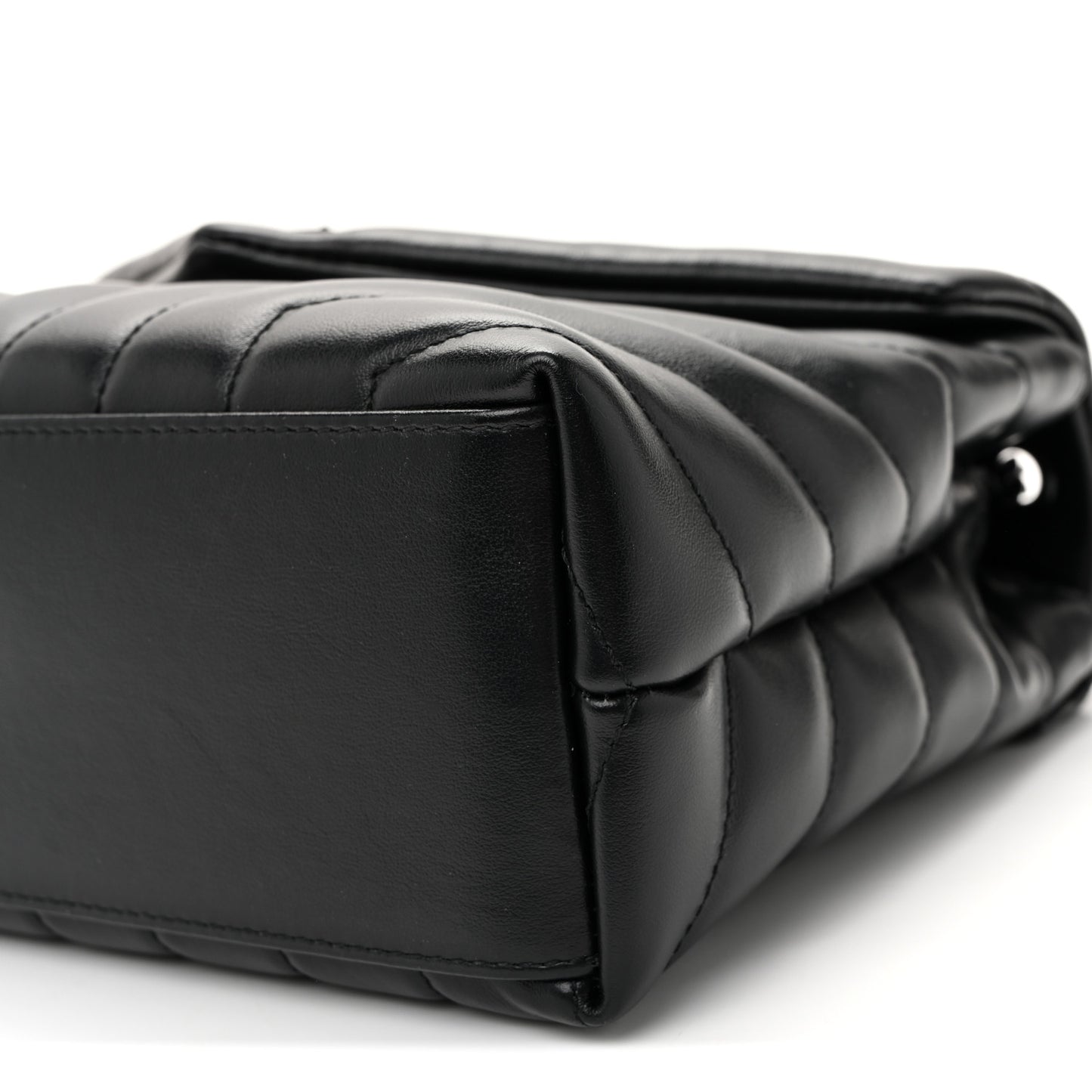 Calfskin Y Quilted Monogram Monochrome Small Loulou Chain Satchel  Black