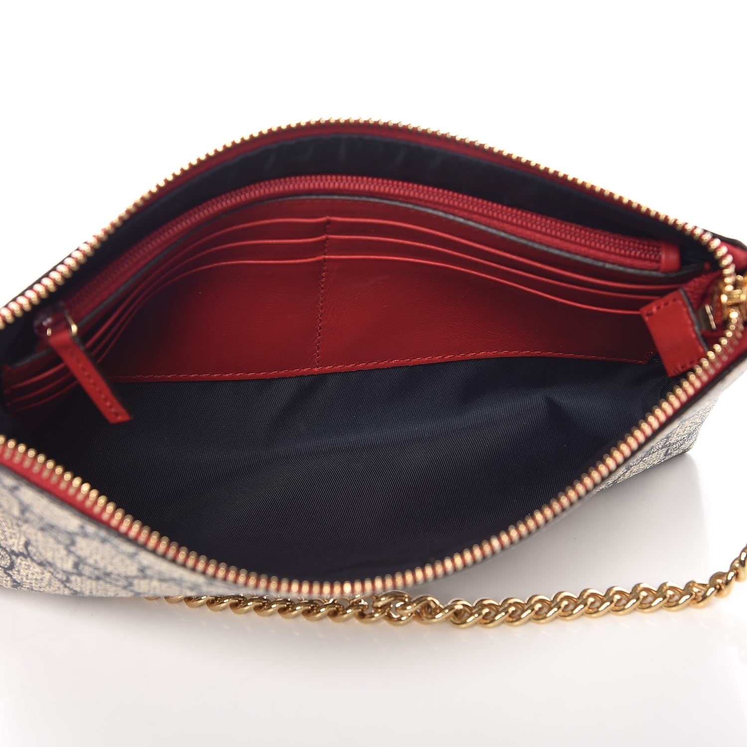 Gucci GG Supreme Monogram Wrist Wallet Beige Hibiscus Red 5 of 7