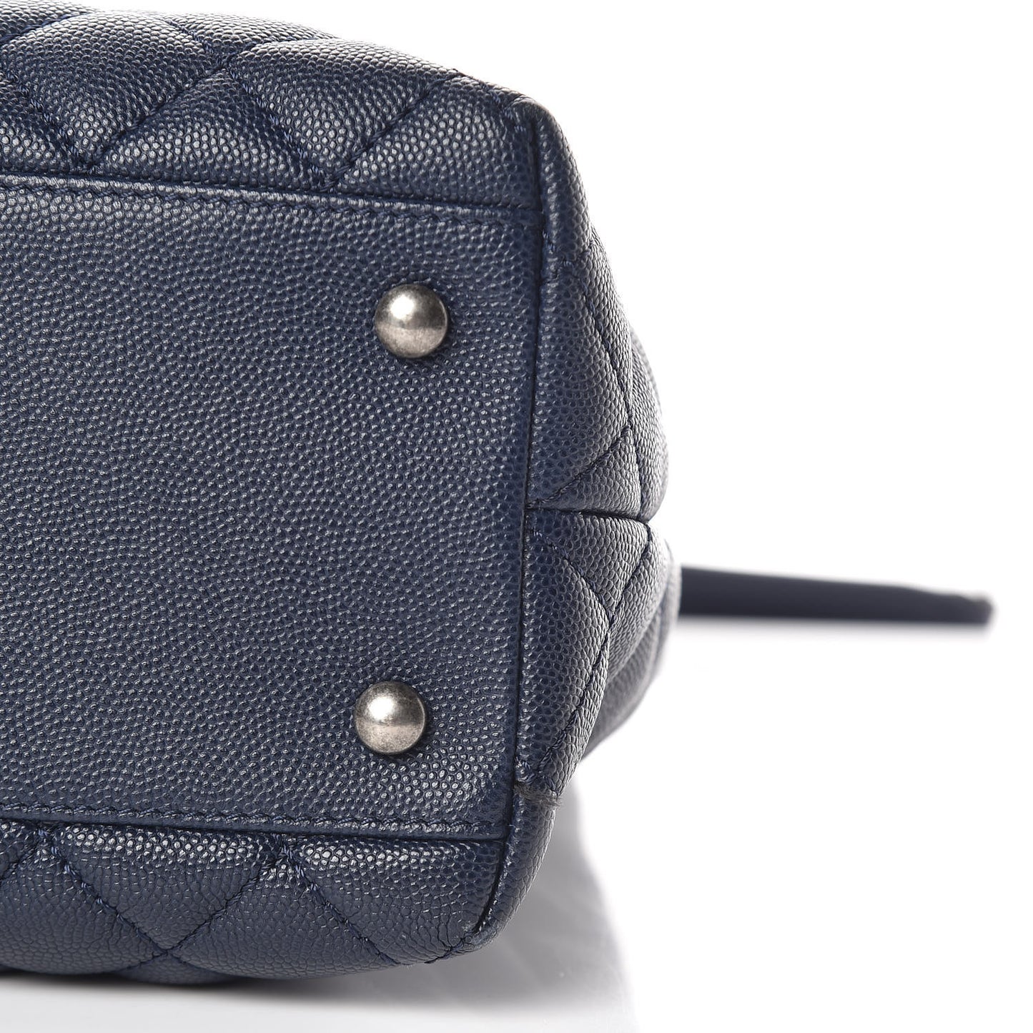 Caviar Quilted Large Coco Handle Flap Navy Blue