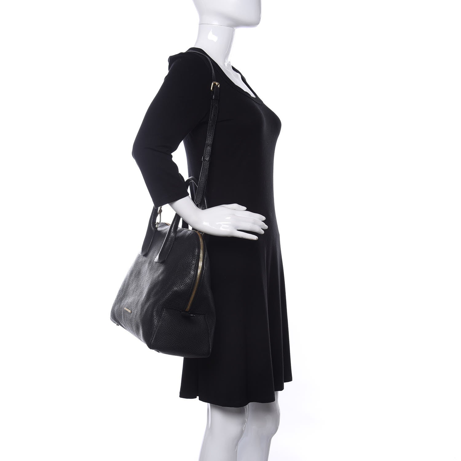 Burberry London Grainy Calfskin Small Greenwood Bowling Bag Black 2 of 9