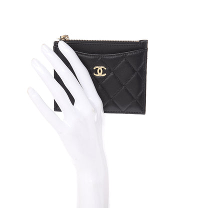 Chanel Lambskin Quilted Zip Card Holder Black 2 of 10