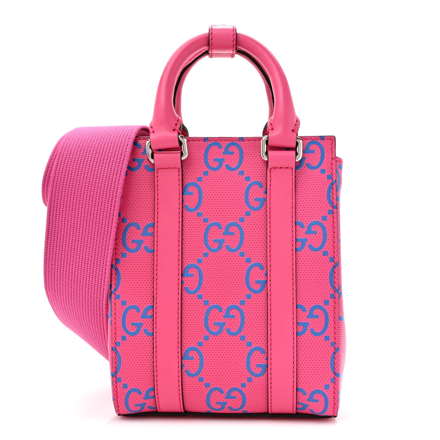 alfskin GG Tennis Bi-Color Embossed Mini Tote Bag Modern Fuchsia Modern Blue