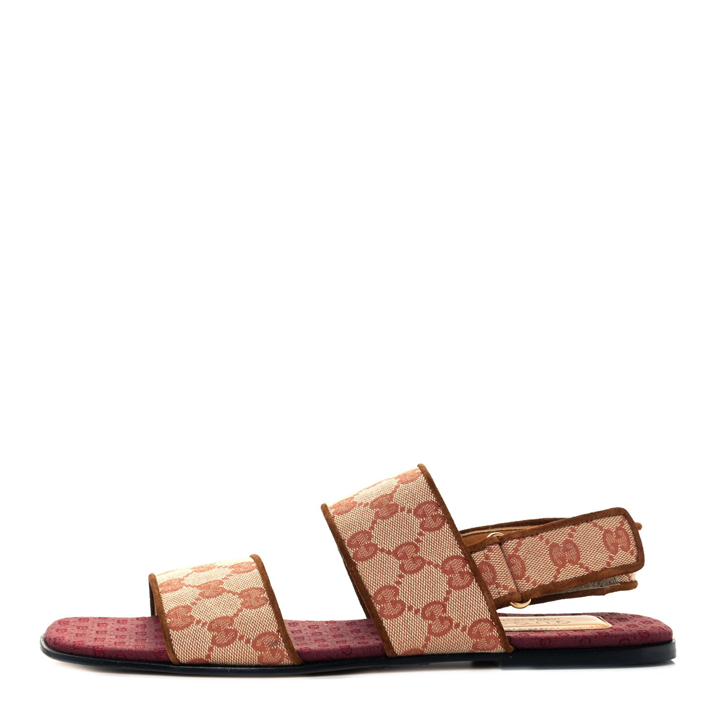 Canvas GG Monogram Mens Slingback Flat Sandals 9 Beige Ruggine Cuir