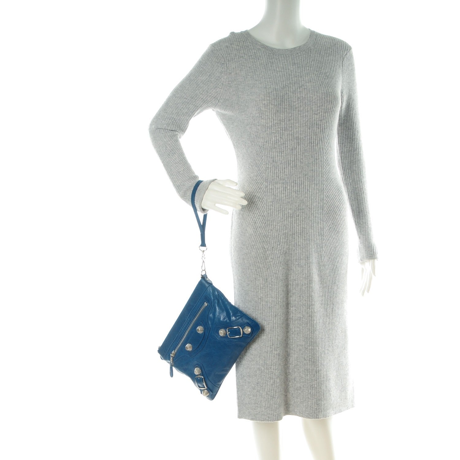 Balenciaga Agneau Giant 21 Silver Hardware Flat Handle Clutch Electric Bleu 2 of 7