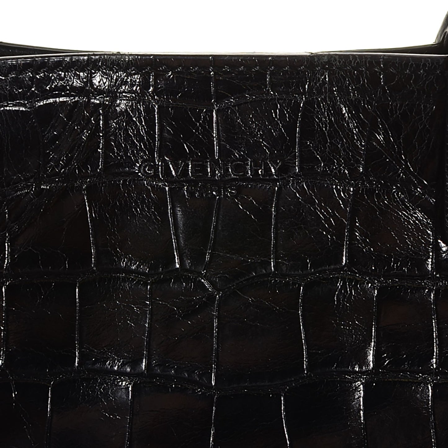 Calfskin Crocodile Embossed Easy Tote Black