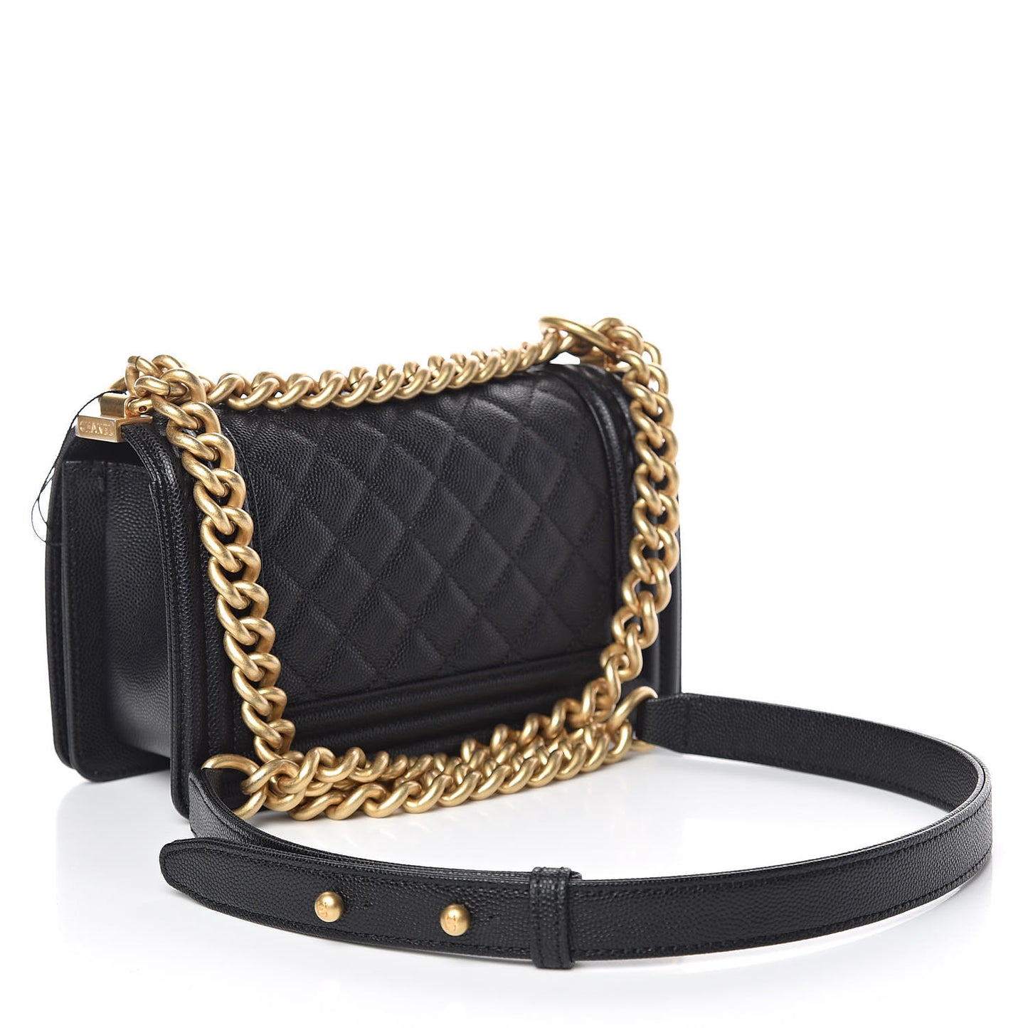 Caviar Quilted Small Boy Flap Black