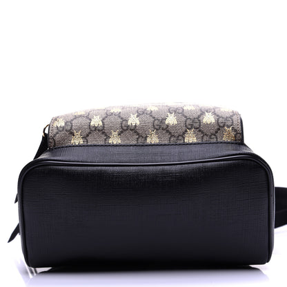 Gucci GG Supreme Monogram Bees Print Small Day Backpack Beige Oro Black 9 of 13