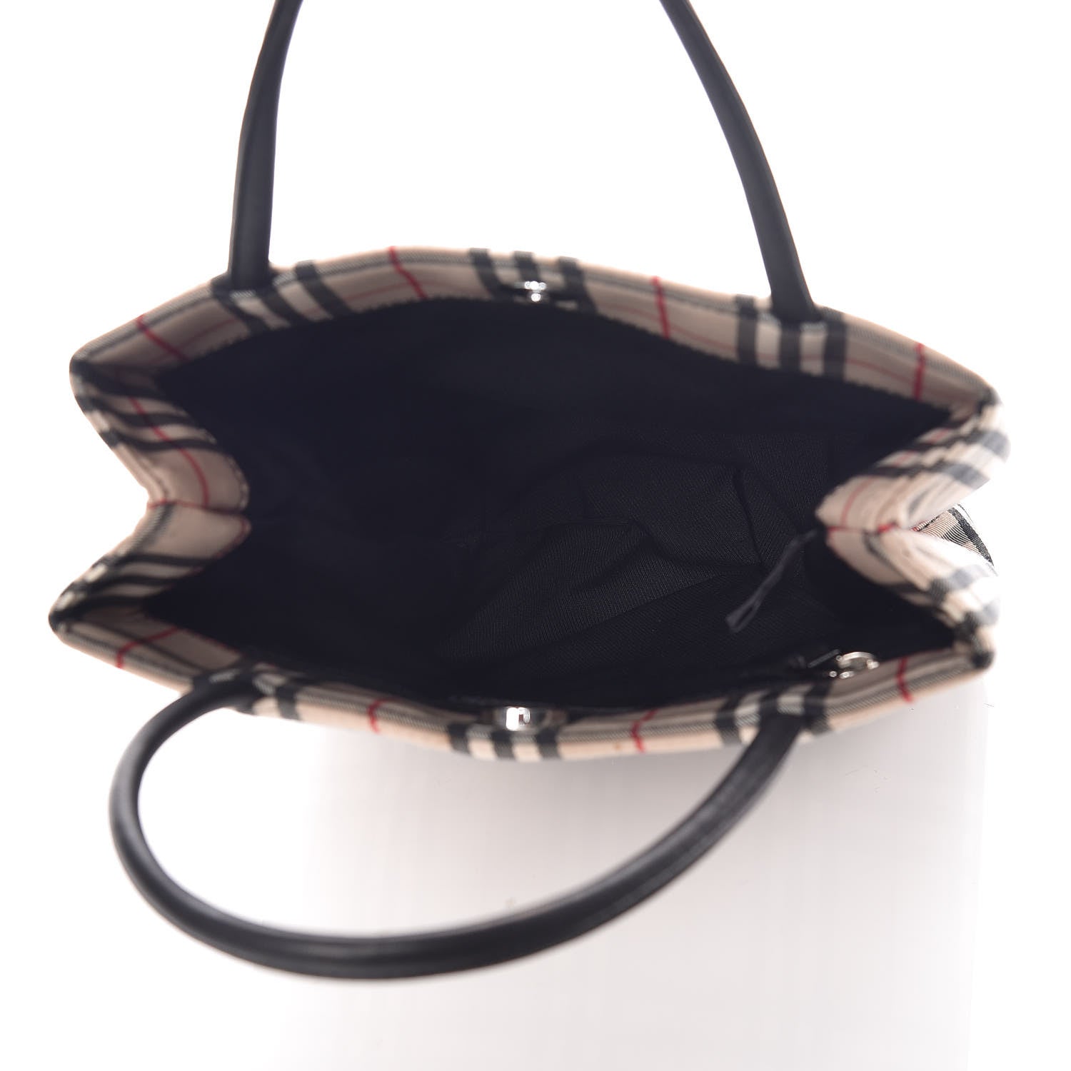 Burberry Canvas House Check Small Tote Black 5 of 9