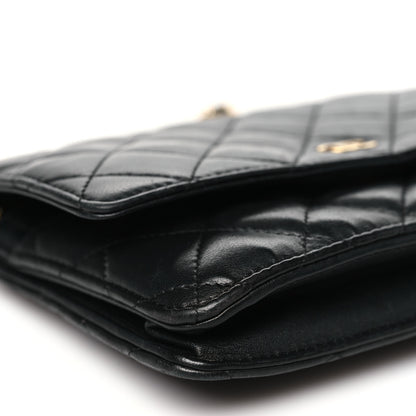 Chanel Lambskin Quilted Wallet On Chain WOC Black 10 of 14