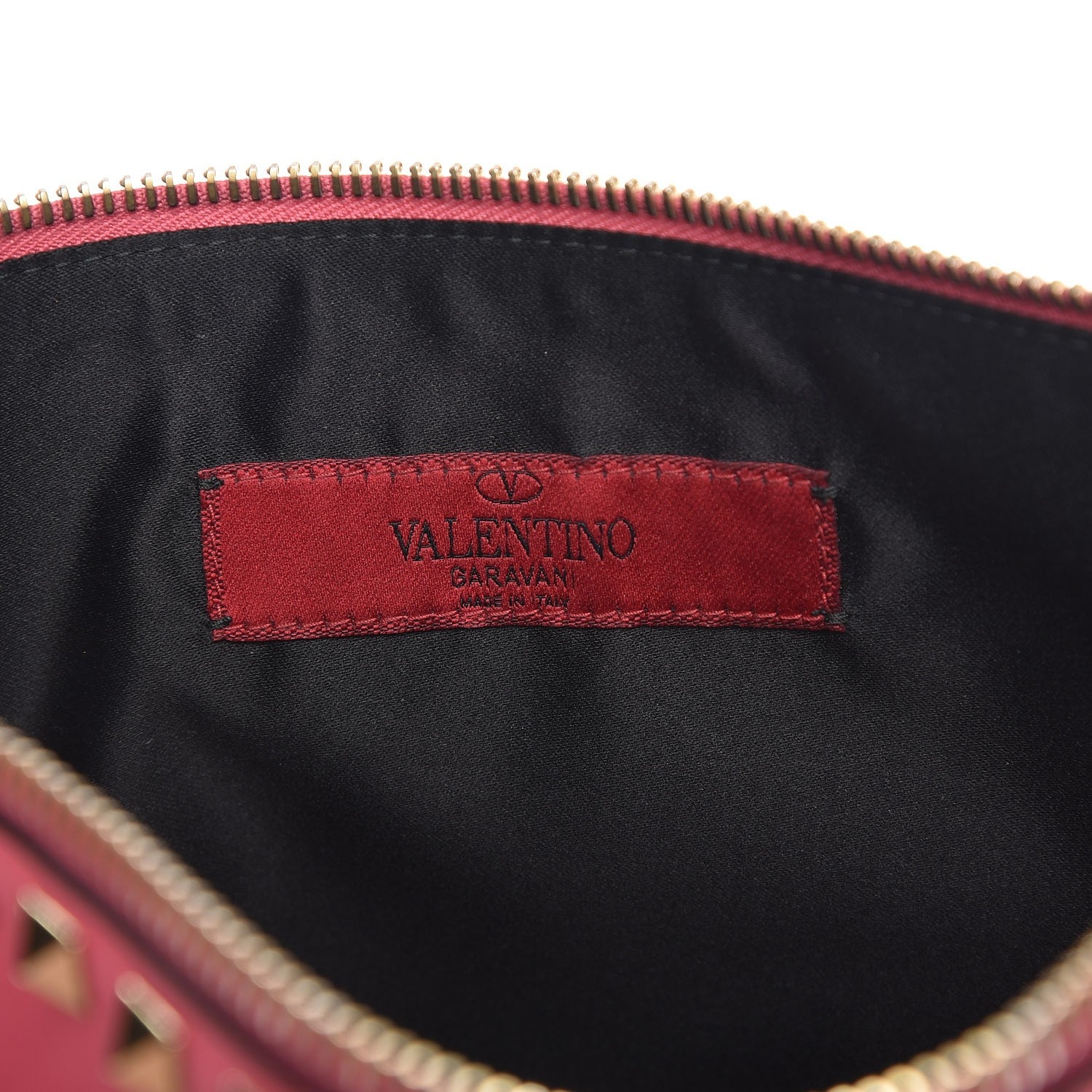 Valentino Garavani Vitello Large Rockstud Zip Pouch Deep Rose 6 of 7