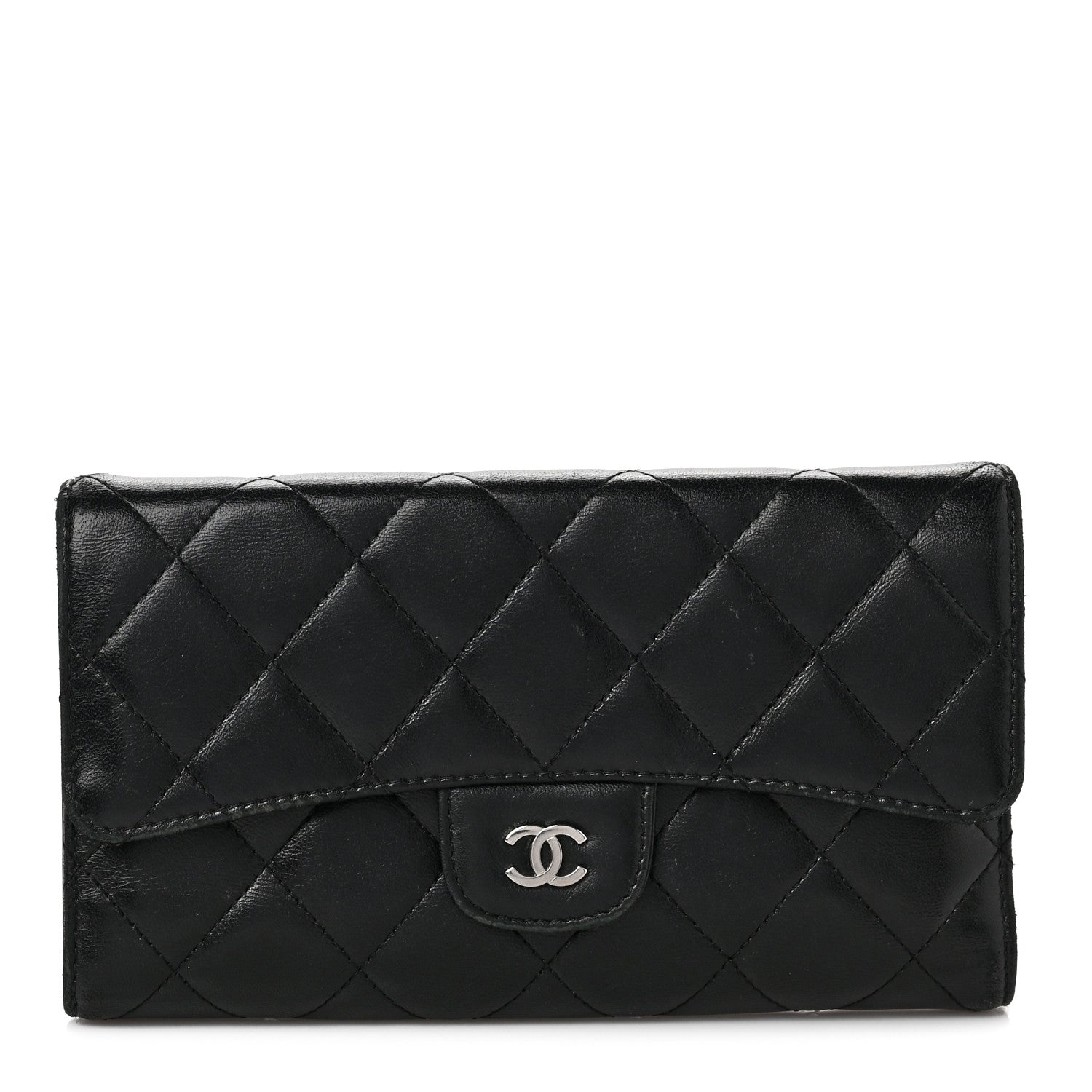 Chanel Lambskin Quilted Large Flap Wallet Black 1 of 10