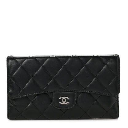 Chanel Lambskin Quilted Large Flap Wallet Black 1 of 10