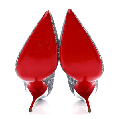 Christian Louboutin Sequin Pigalle Follies 100 Pumps 37 Silver 5 of 8