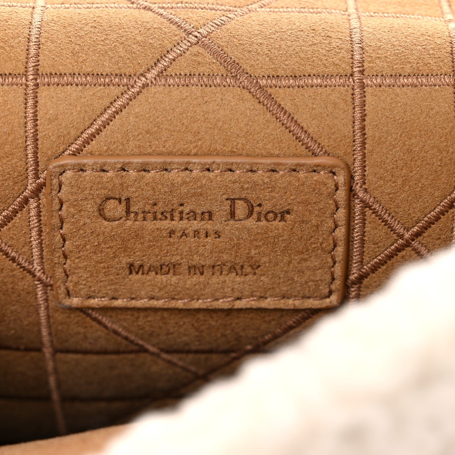 Christian Dior Shearling Cannage Medium Caro Bag Natural 6 of 8