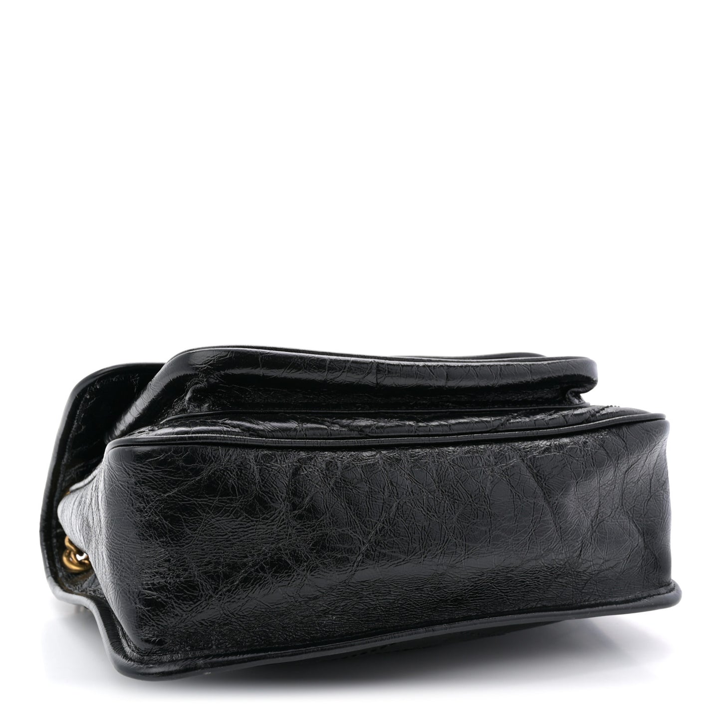 Crinkled Calfskin Matelasse Monogram Medium Niki Chain Satchel Black