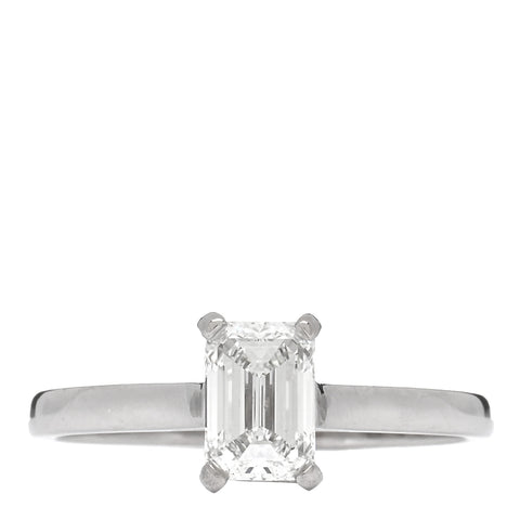 Platinum Diamond 1.01ct Emerald Cut Solitaire Engagement Ring 57 8
