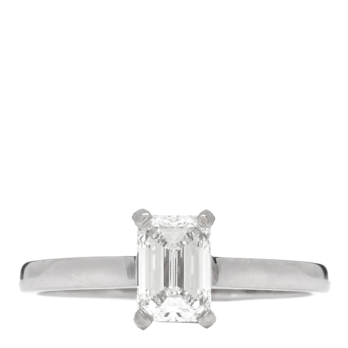 Platinum Diamond 1.01ct Emerald Cut Solitaire Engagement Ring 57 8