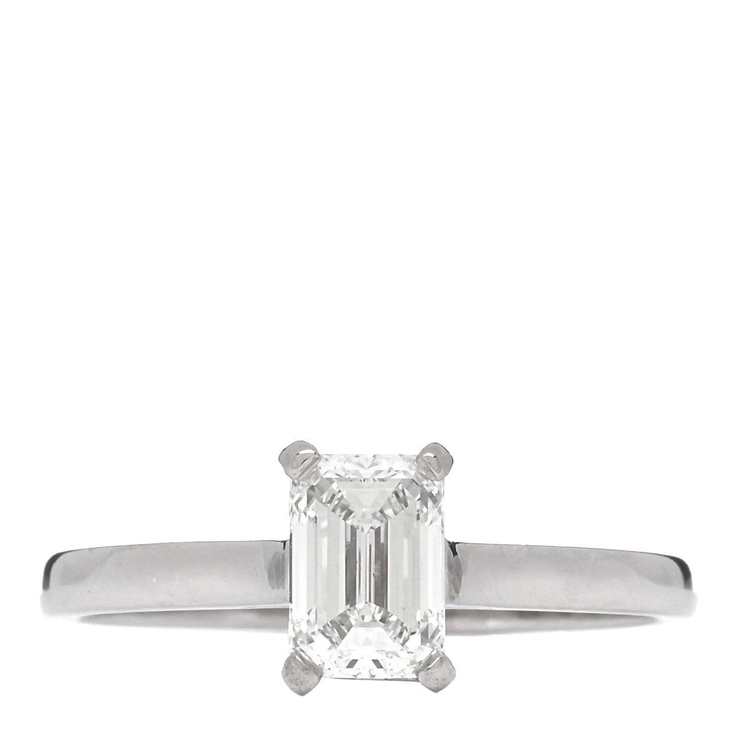 Tiffany Platinum Diamond 1.01ct Emerald Cut Solitaire Engagement Ring 57 8 1 of 6