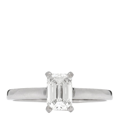 Tiffany Platinum Diamond 1.01ct Emerald Cut Solitaire Engagement Ring 57 8 1 of 6