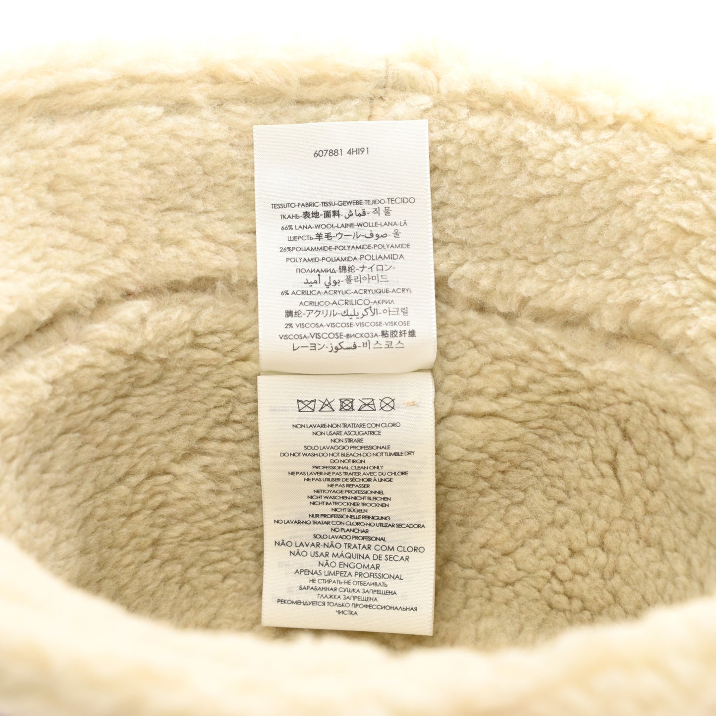 Covered Wool GG Monogram Bucket Hat M Roseate White