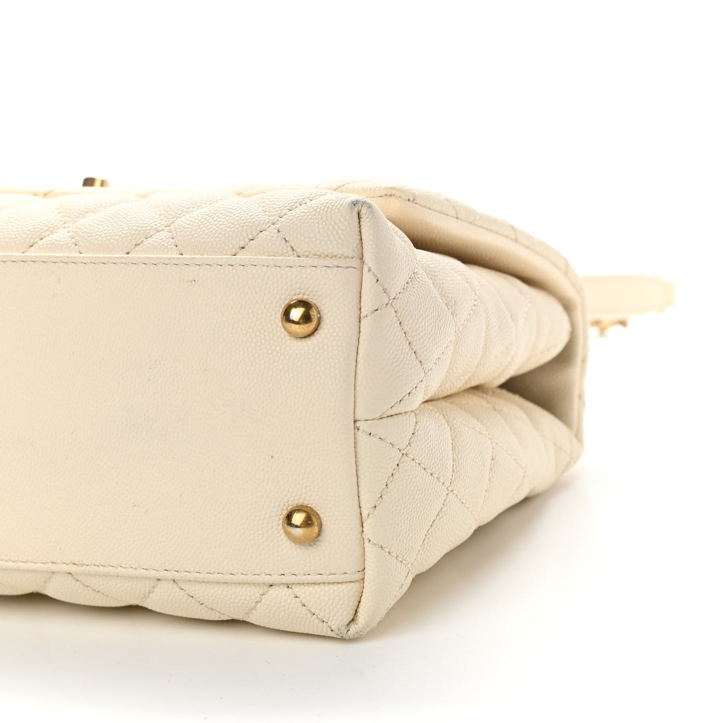 Caviar Quilted Small Coco Handle Flap Ivory