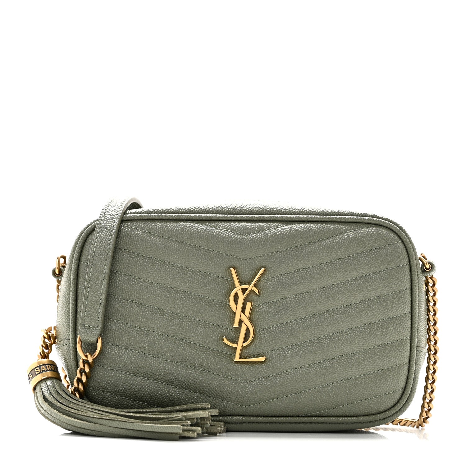 Saint Laurent Grain De Poudre Matelasse Monogram Mini Lou Camera Bag Light Sage 1 of 11