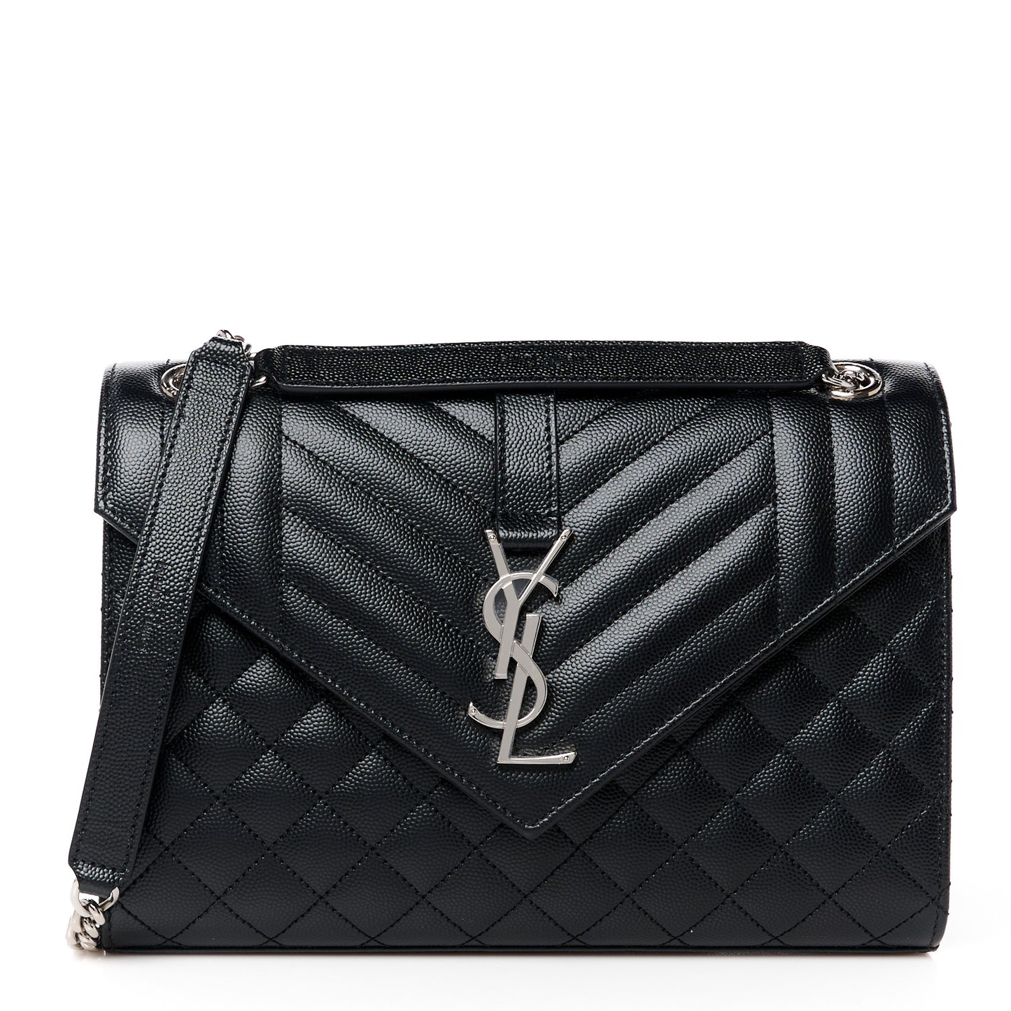 Grain De Poudre Textured Mixed Matelasse Triquilt Medium Monogram Satchel Black