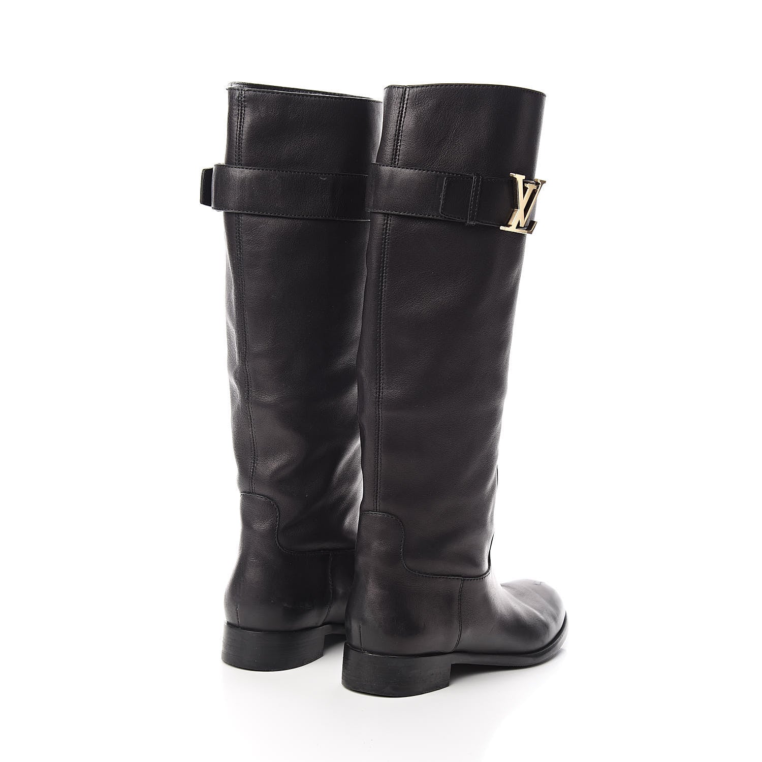 Louis Vuitton Calfskin Legacy Flat High Boots 38 Black 4 of 8