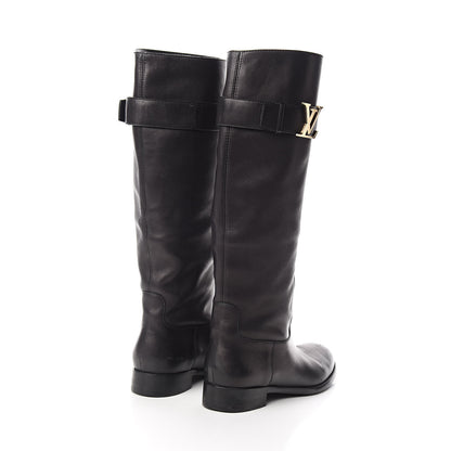 Louis Vuitton Calfskin Legacy Flat High Boots 38 Black 4 of 8