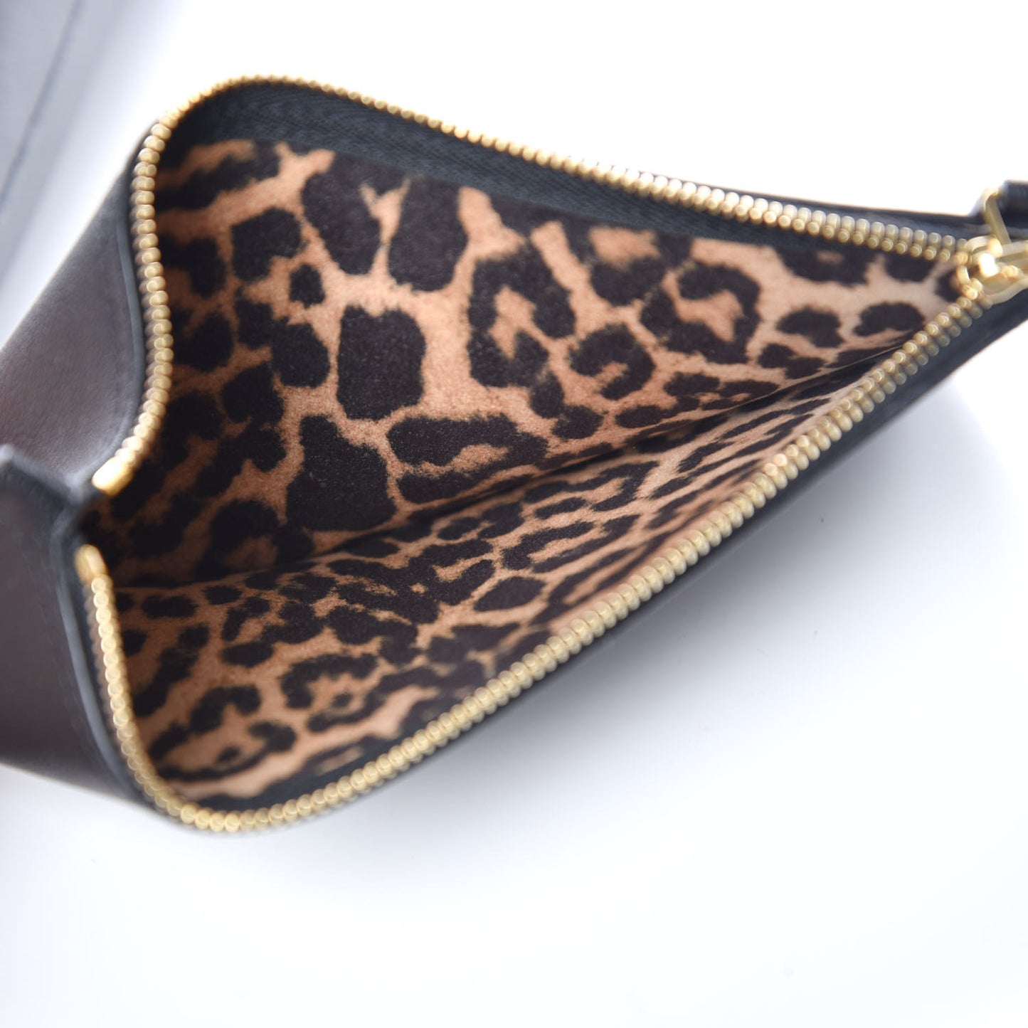Calfskin Large Leopard Print Shopping Tote Black