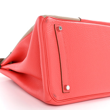 Hermes Taurillon Clemence Swift Tri-Color Birkin 35 Rose Jaipur Argile Etoupe 9 of 12