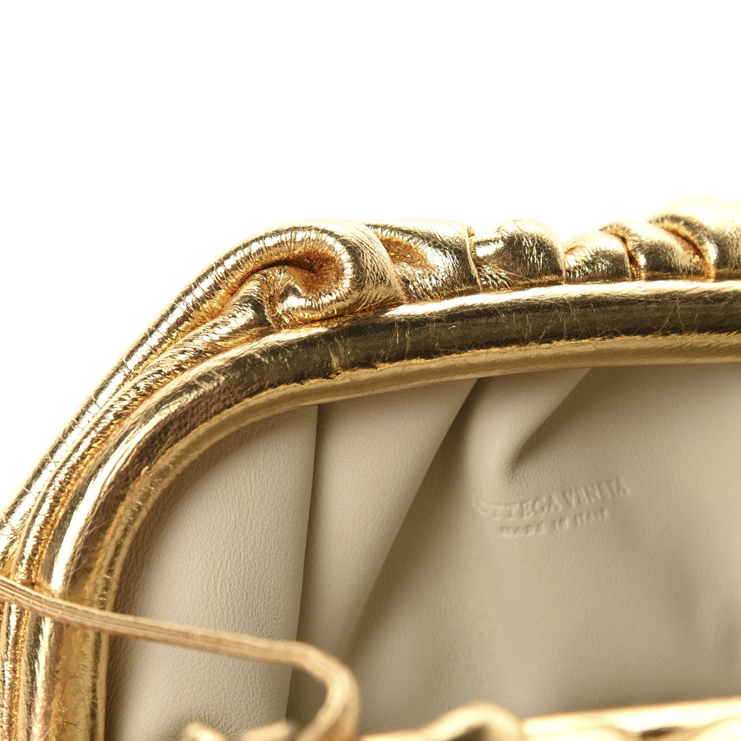 Bottega Veneta Metallic Crinkled Lambskin The Mini Pouch Oro 7 of 11