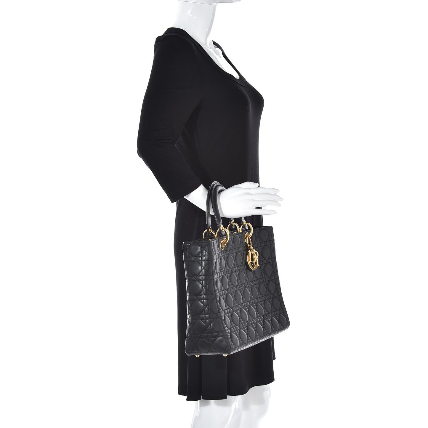 Lambskin Cannage Large Lady Dior Black