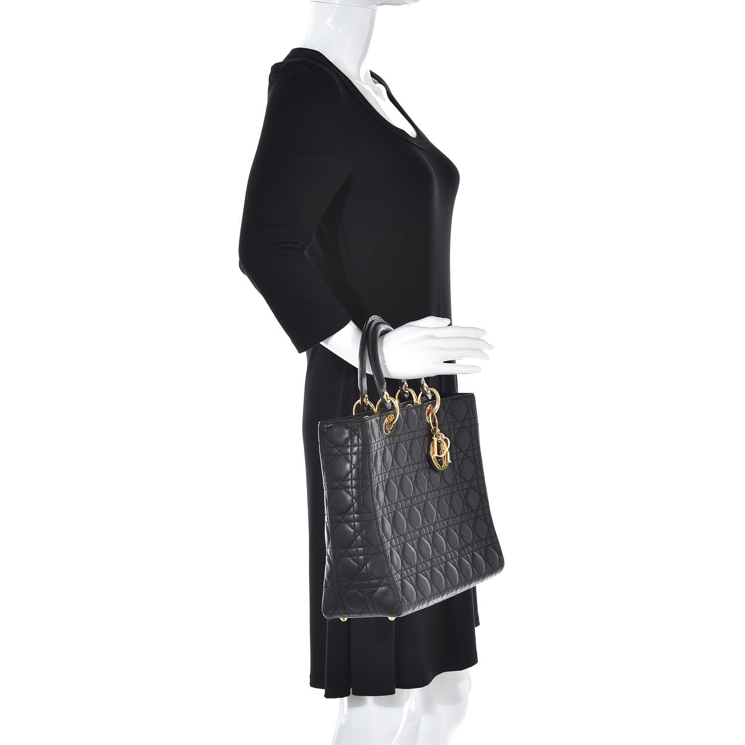 Christian Dior Lambskin Cannage Large Lady Dior Black 2 of 8