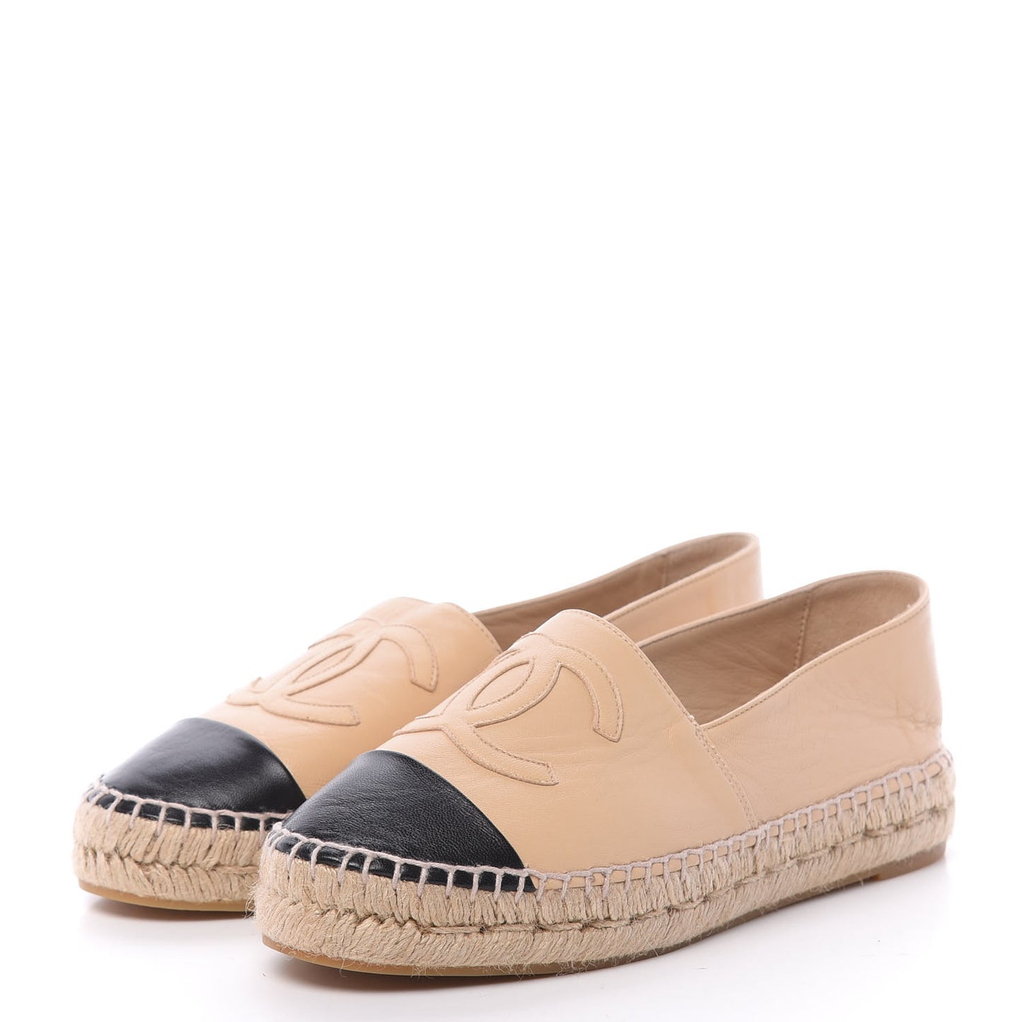 Lambskin CC Espadrilles 38 Beige Black