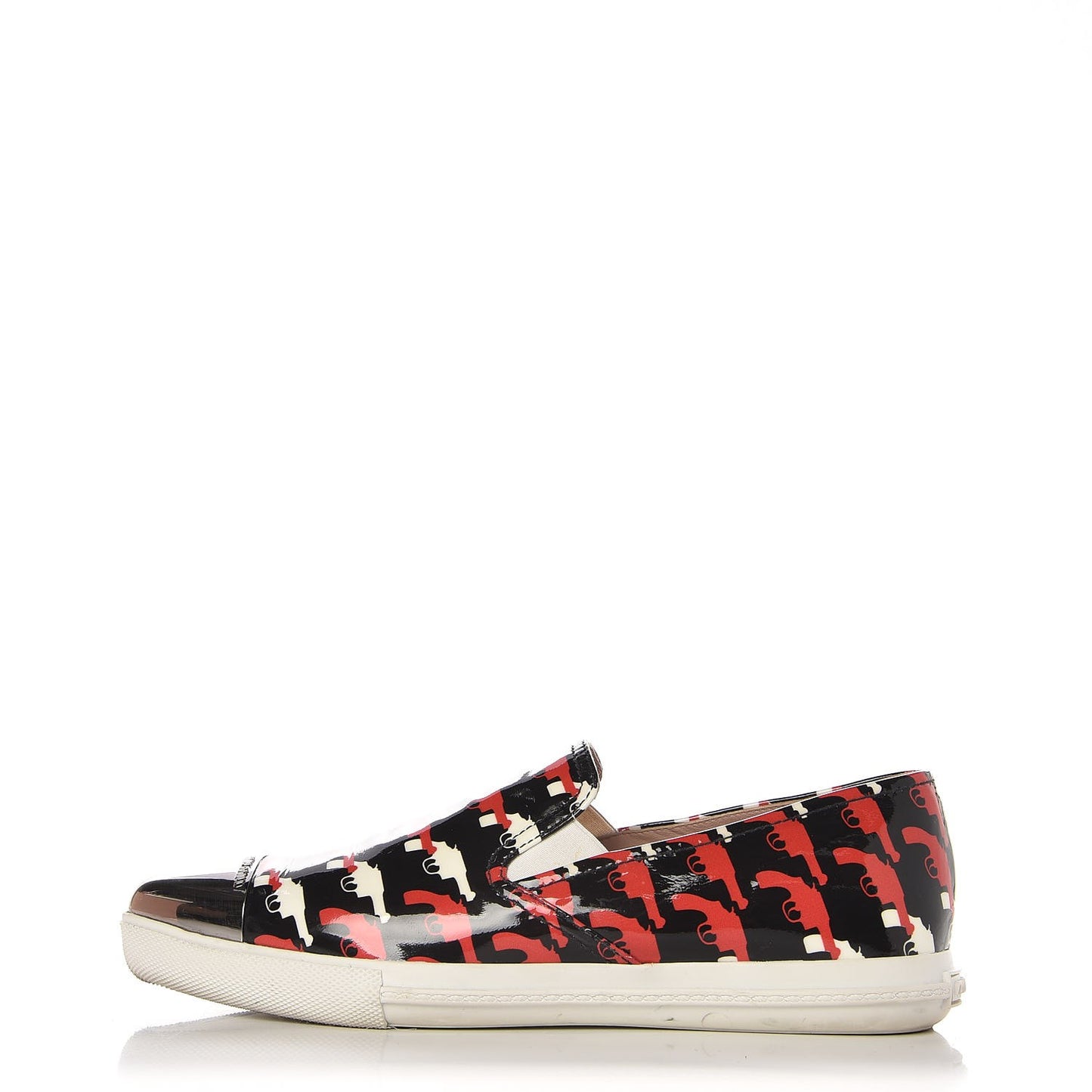 Patent Pistol Print Cap Toe Flats 39.5