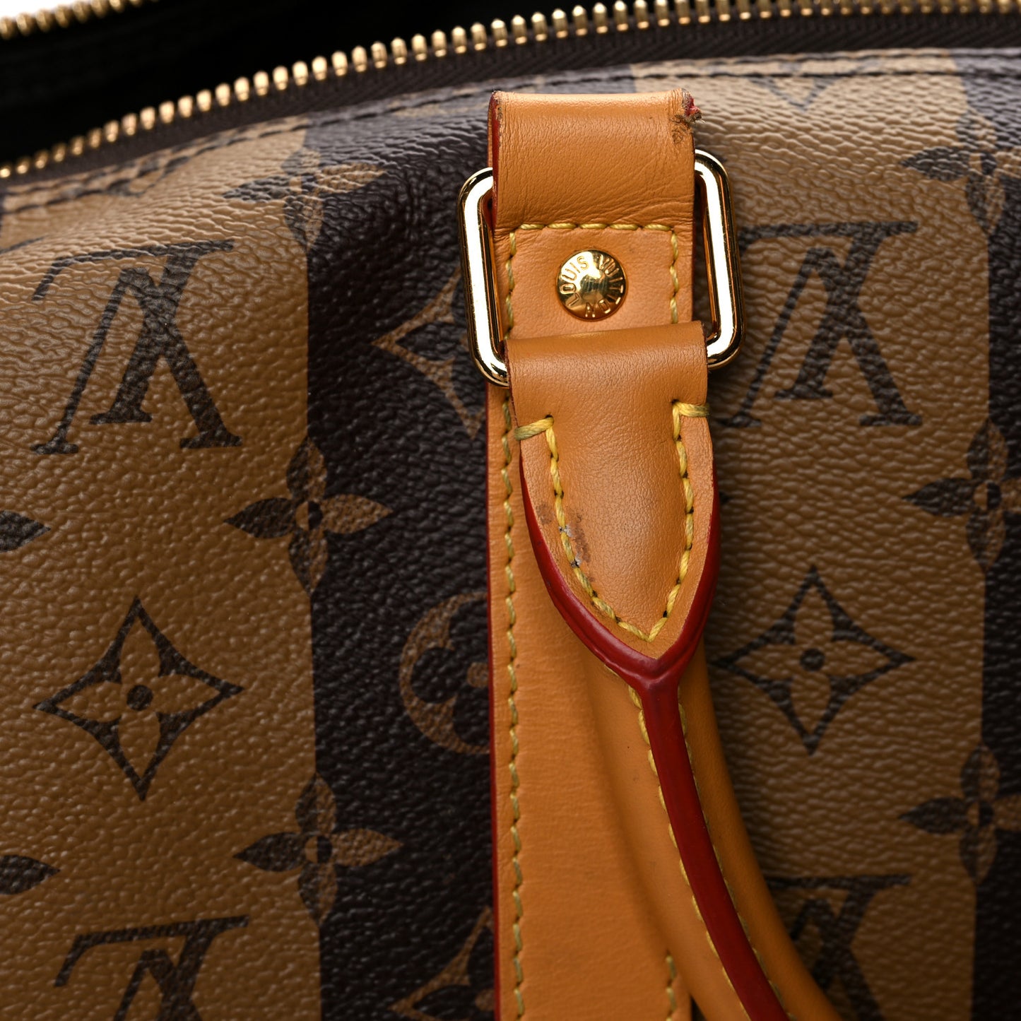 X NIGO Reverse Monogram Stripe Keepall Bandouliere 50 Brown